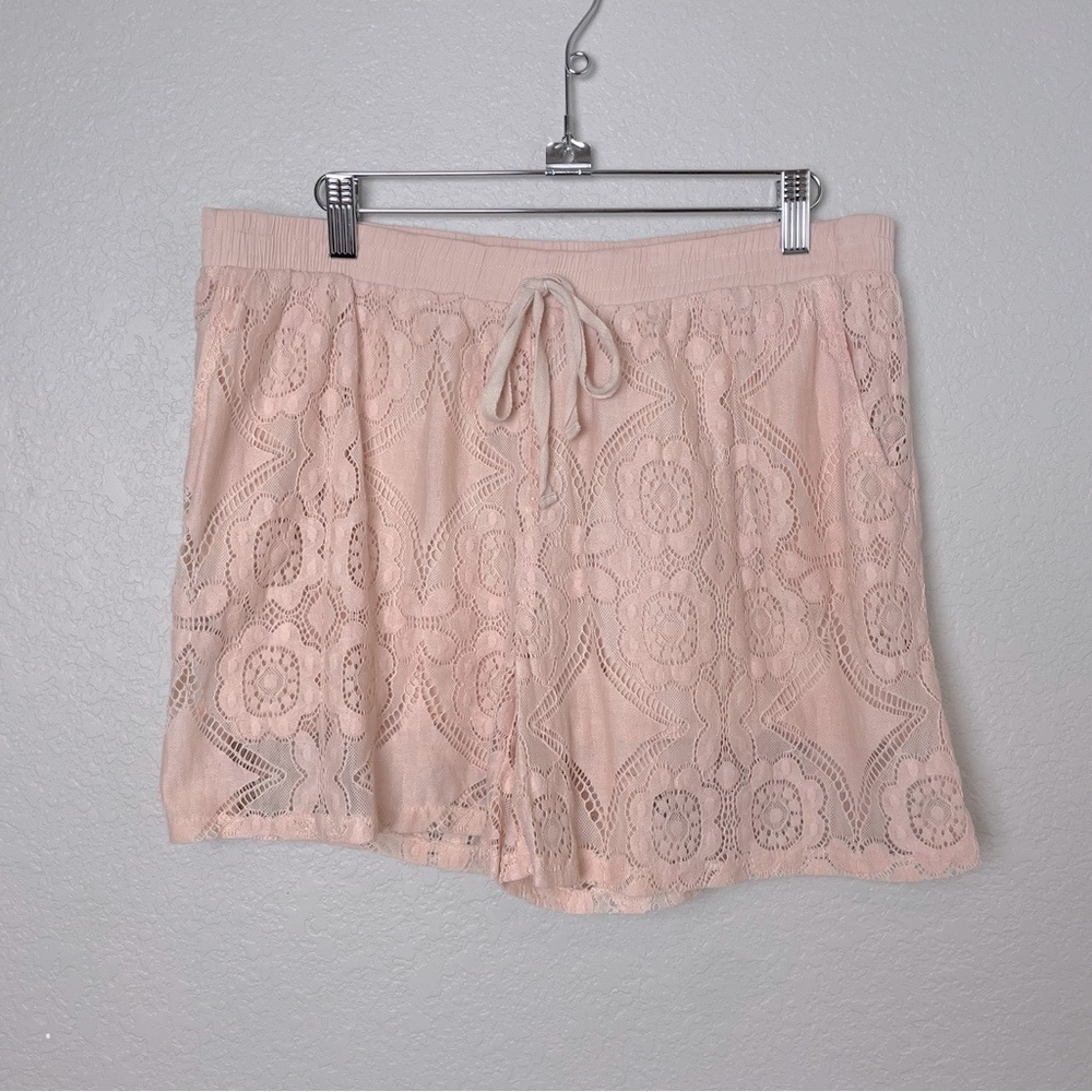 SOPHIE RUE Floral Lace Light Baby Pink Shorts Size XL